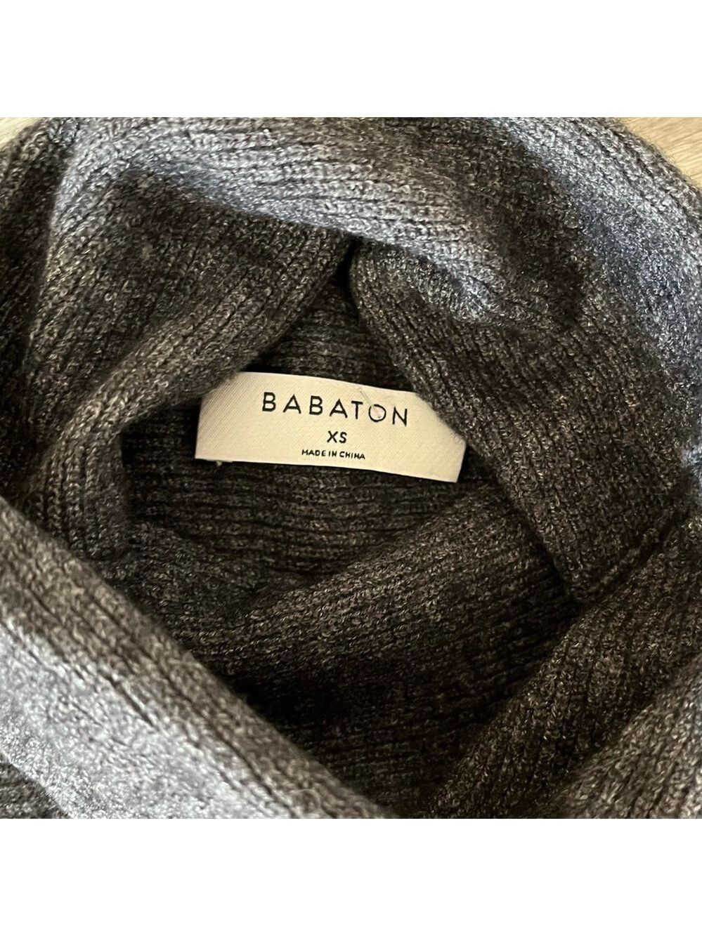 ARITZIA BABATON Wool Linen Blend Turtleneck Sweater, Grey, XS - Picture 7 of 11
